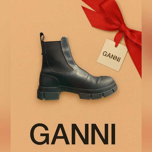 Ganni Black Rubber Grip Chelsea Boots 37 - Picture 1 of 8